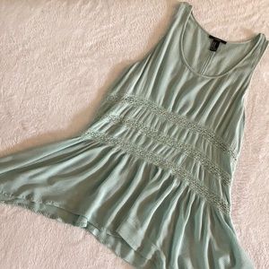 Teal tank top with lace